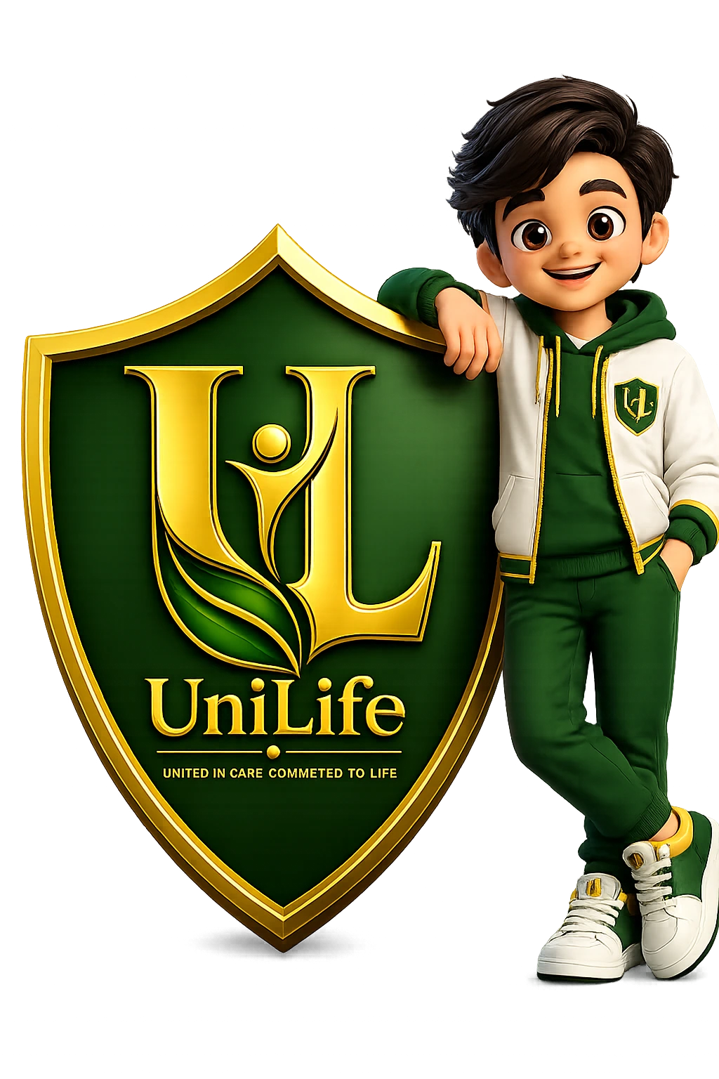 UNILIFE mascot and shield